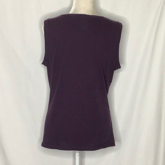 Gap Sleeveless Purple T-Shirt With Fringe Ruffle Detail Size L - Picture 4 of 10